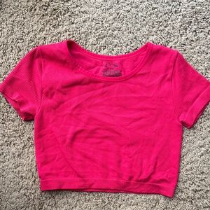 art class Bright Red Ribbed Kids Cropped Tee